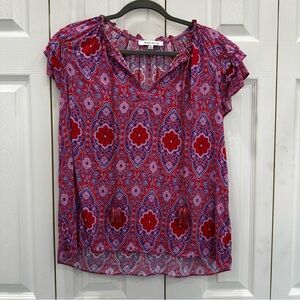 Rose & Olive Red and Purple Floral Blouse